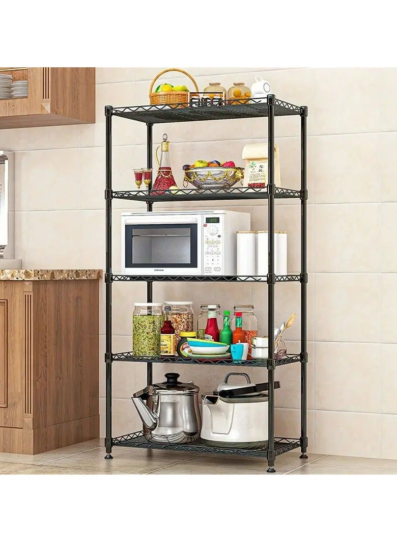 5-Tier Storage Rack Heavy Carbon Steel Rack Metal Rack Shelves Organizer with Stand Leveling Feet Adjustable Shelf Racks for Home, Bathroom, Kitchen Rack, Office, Garage 150 x 55 x 30cm - Image 3