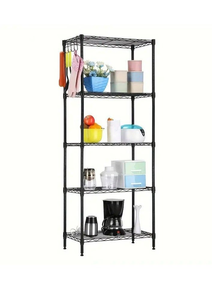 5-Tier Storage Rack Heavy Carbon Steel Rack Metal Rack Shelves Organizer with Stand Leveling Feet Adjustable Shelf Racks for Home, Bathroom, Kitchen Rack, Office, Garage 150 x 55 x 30cm - Image 1
