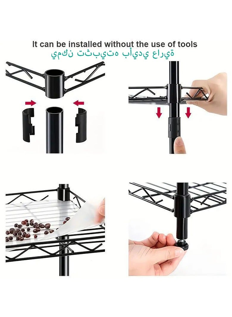 5-Tier Storage Rack Heavy Carbon Steel Rack Metal Rack Shelves Organizer with Stand Leveling Feet Adjustable Shelf Racks for Home, Bathroom, Kitchen Rack, Office, Garage 150 x 55 x 30cm - Image 5