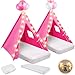 Lemosae 2 Pack Kids Teepee Tent with MattressFitted SheetLight StringWashable Natural Cotton Toddler Play Tent for Girls Boys Indoor Outdoor Sleepover Slumber Birthday PartyRose Red - Image 2