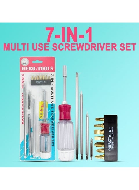 7 in 1 Multi-Use Screwdriver Kit, Professional Repair Tool Kit Combination Screwdriver Set, Hero - Made in Japan
