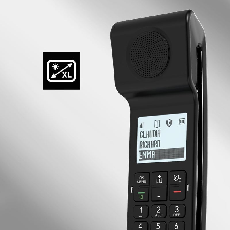Alcatel ePure Premium - DECT cordless landline telephone with answering machine - Vintage design - Smart display base - Large graphic display - Handsfree - Call blocking function - Black - Image 2