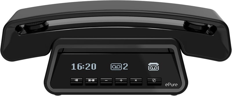 Alcatel ePure Premium - DECT cordless landline telephone with answering machine - Vintage design - Smart display base - Large graphic display - Handsfree - Call blocking function - Black - Image 1