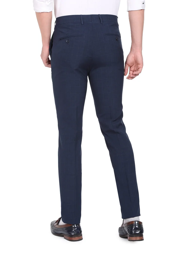Arrow Navy Jackson Super Slim Fit Smart Flex Trousers for Men | Best Price UAE