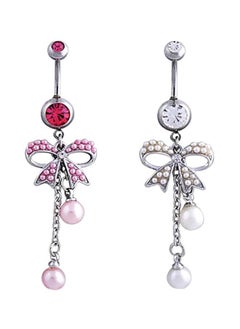 2-Piece Stone Studded Bow Designed Belly Rings