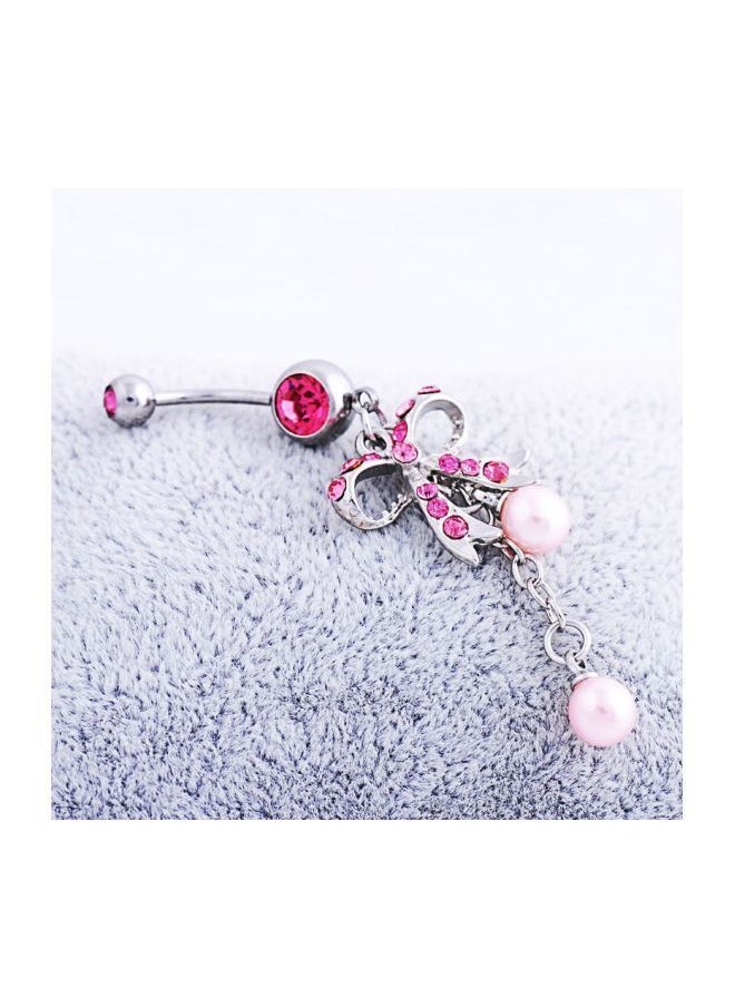 NIBEMINENT - 2-Piece Stone Studded Bow Designed Belly Rings - Image 1