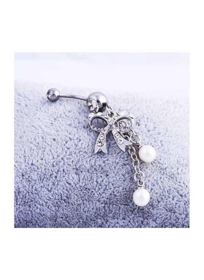 NIBEMINENT - 2-Piece Stone Studded Bow Designed Belly Rings - Image 1