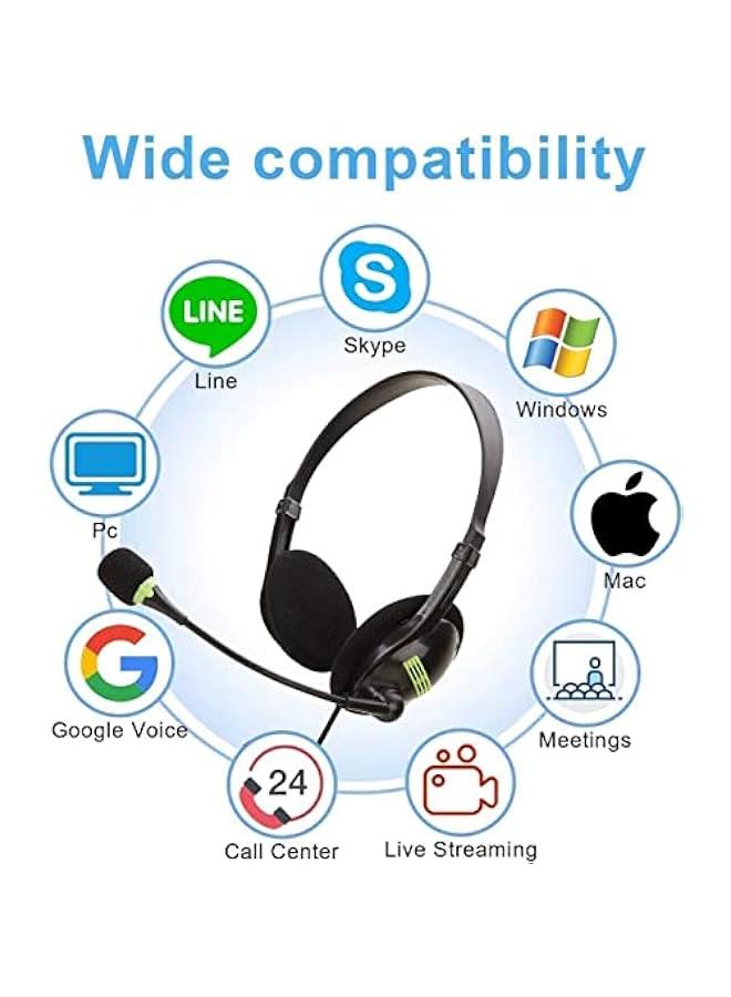 USB Headset with Microphone,Noise Cancelling  Audio Controls, Stereo PC Headphone for Business Skype Call Center Office Computer, Clearer Voice, Super Light, Ultra Comfort - Image 2
