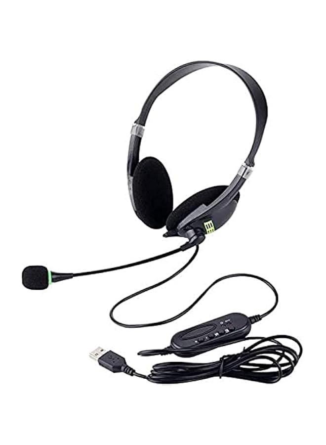 USB Headset with Microphone,Noise Cancelling  Audio Controls, Stereo PC Headphone for Business Skype Call Center Office Computer, Clearer Voice, Super Light, Ultra Comfort - Image 1