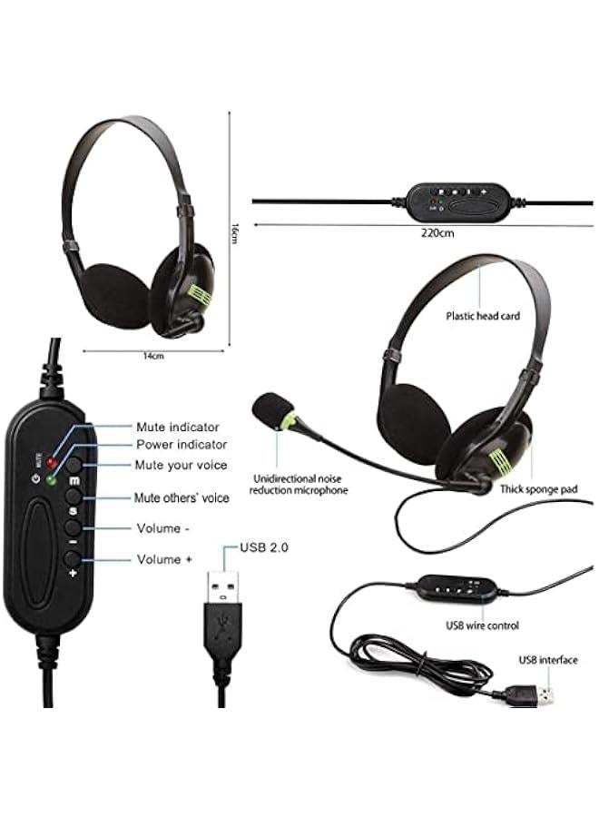 USB Headset with Microphone,Noise Cancelling  Audio Controls, Stereo PC Headphone for Business Skype Call Center Office Computer, Clearer Voice, Super Light, Ultra Comfort - Image 3
