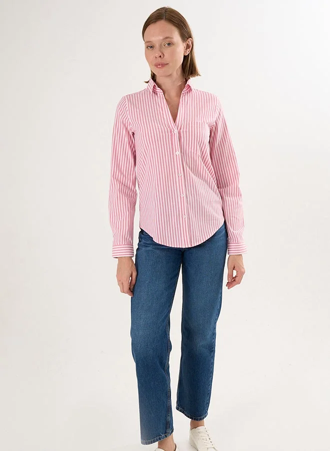 FELIX HARDY Pink Striped Long Sleeve Shirt for Women | Best Price UAE