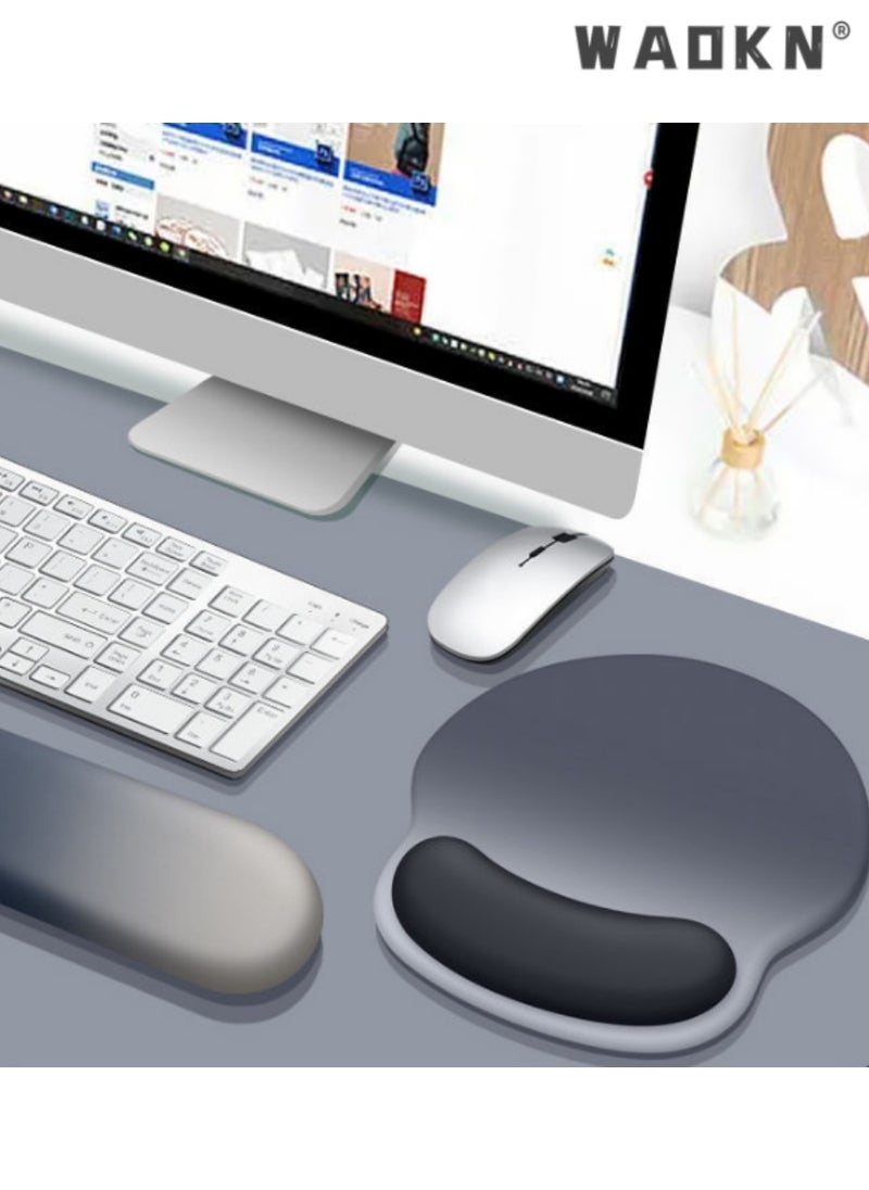 WAOKN Stylish Gradient Blue-Black Ergonomic Mouse Pad with Wrist Rest and Keyboard Hand Support - 2-Piece Set for Enhanced Comfort, Reduced Strain, and Modern Aesthetics in Office or Home Workspace  - Image 3