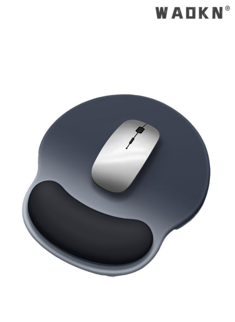 Stylish Gradient Blue-Black Ergonomic Mouse Pad with Wrist Rest and Keyboard Hand Support - 2-Piece Set for Enhanced Comfort, Reduced Strain, and Modern Aesthetics in Office or Home Workspace