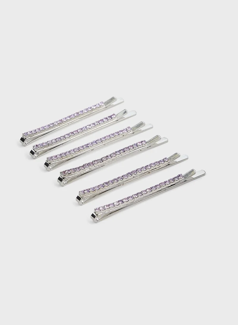Rubi 6 Pack Of Diamante Hair Pins