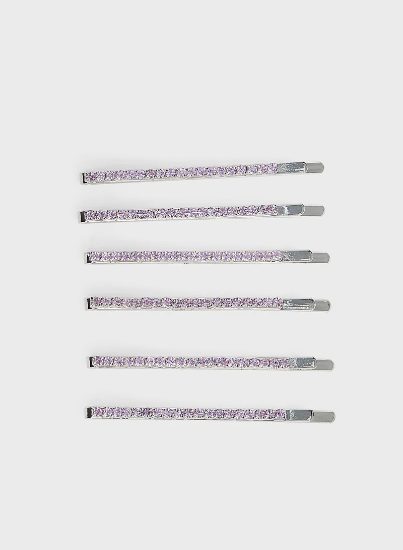 Rubi 6 Pack Of Diamante Hair Pins