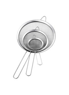 Bukela Stainless Steel Fine Mesh Strainer, Set of 3 Fine Mesh Strainer for Kitchen, Use for Tea, Flour, Rice, Juice, Vegetable, Etc, 3.15", 5.51", 7.88", Silver  - Image 1