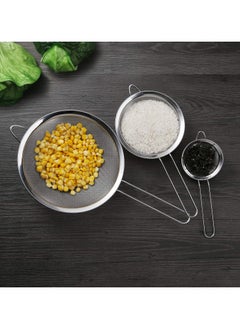 Bukela Stainless Steel Fine Mesh Strainer, Set of 3 Fine Mesh Strainer for Kitchen, Use for Tea, Flour, Rice, Juice, Vegetable, Etc, 3.15", 5.51", 7.88", Silver  - Image 4