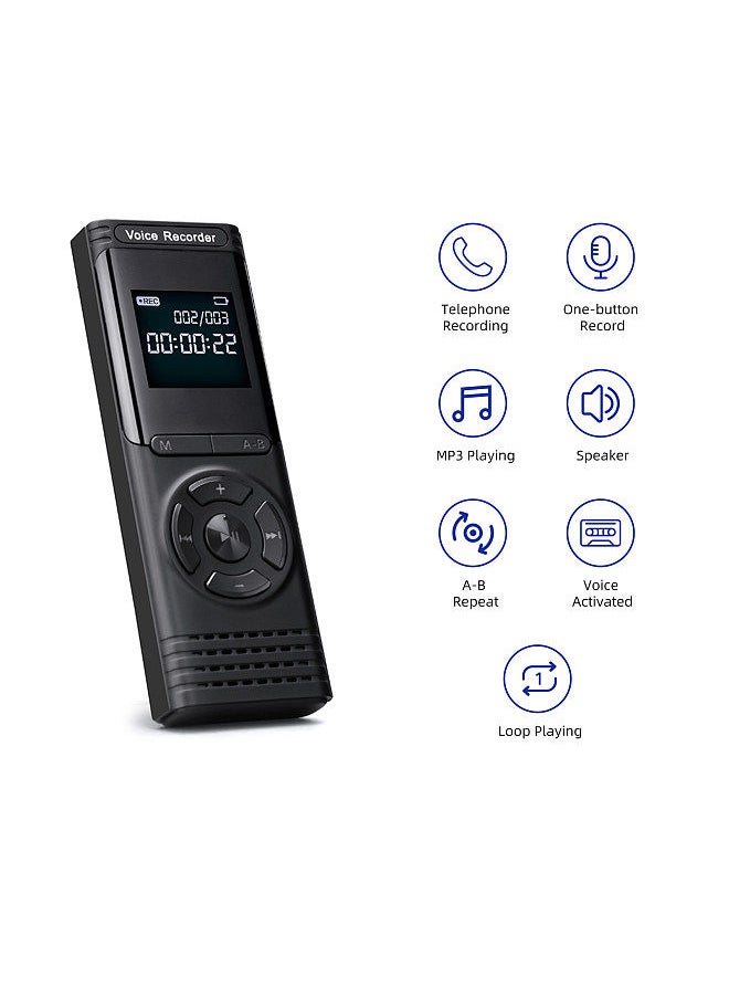 Generic - 4GB Digital Voice Recorder Voice Activated Recorder Dictaphone MP3 Player HD Recording 13 Continuous Recording Line-In Function for Meeting Lecture Interview Class MP3 Record - Image 1