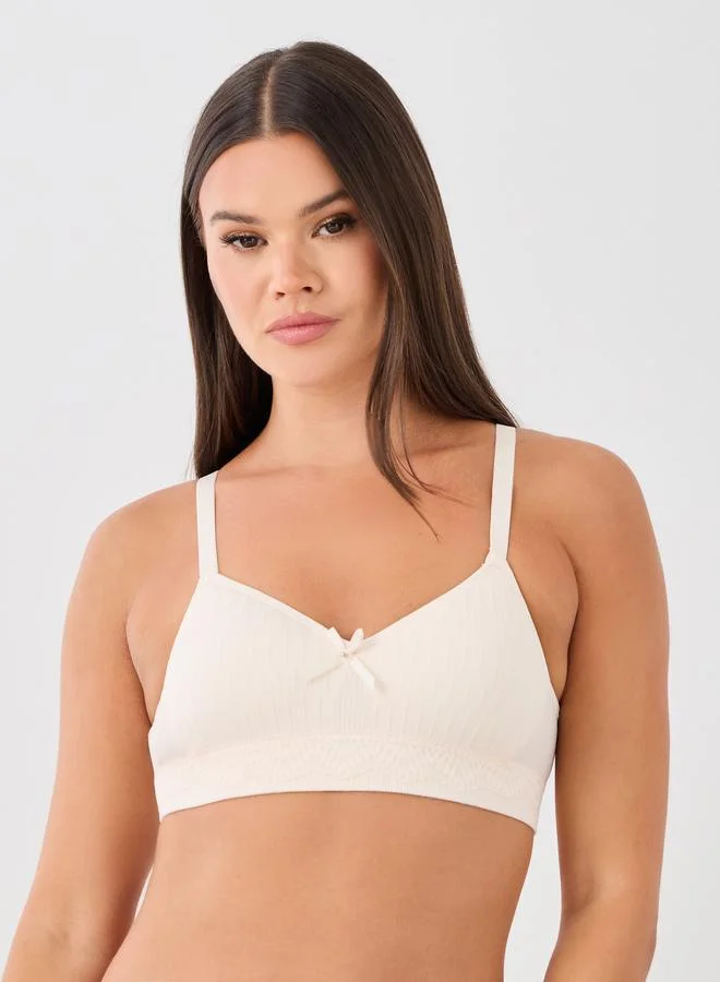 Styli Pack of 3 - Padded Non-Wired Textured Bra with Bow Detail