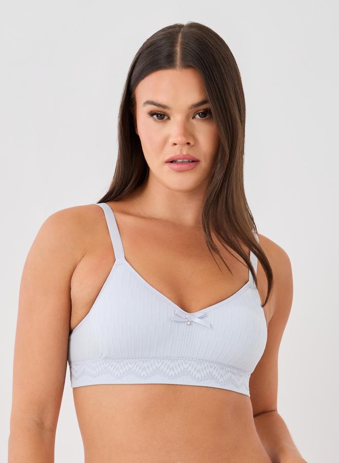 Styli Styli Pack of 3 - Padded Non-Wired Textured Bra with Bow Detail  - Image 3