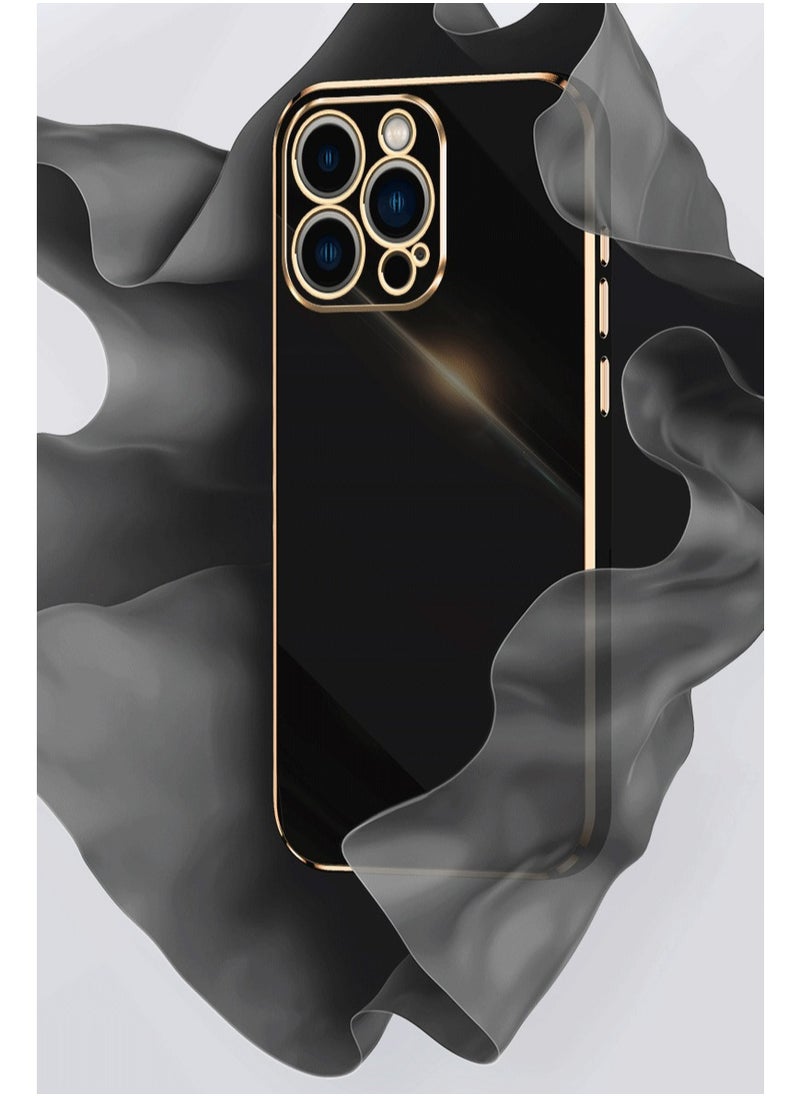 Iphone 14 Pro Black Mobile Phone Case Cover, Luxury Plating Soft Back Cover, Raised Full Camera Protection