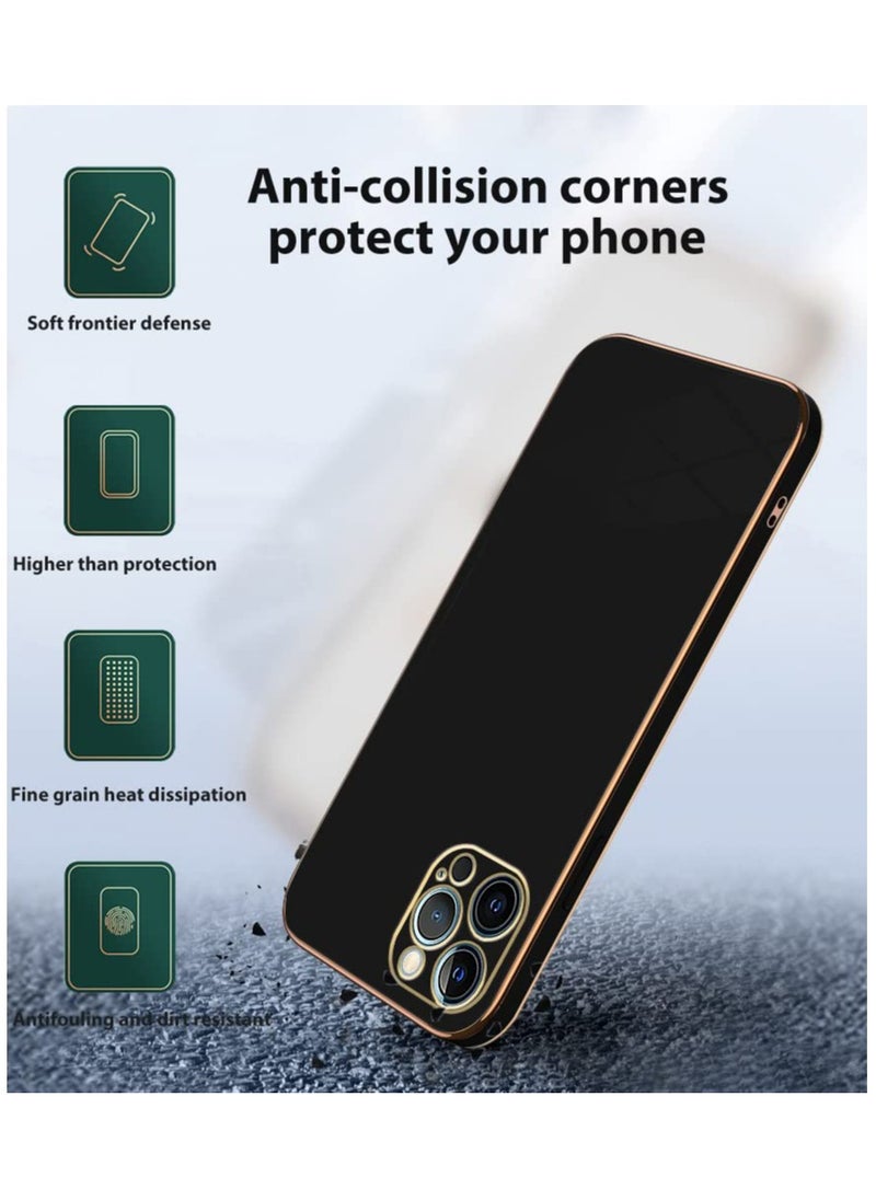 Iphone 14 Pro Black Mobile Phone Case Cover, Luxury Plating Soft Back Cover, Raised Full Camera Protection