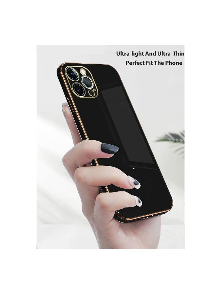 Iphone 14 Pro Black Mobile Phone Case Cover, Luxury Plating Soft Back Cover, Raised Full Camera Protection