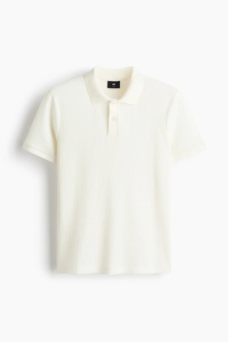 H&M Slim Fit Waffle-knit polo shirt