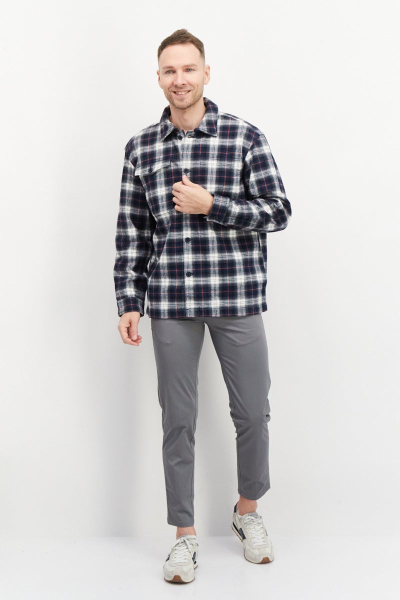 ESPRIT Men Plaid Long Sleeve Shirt Jacket, White - Image 4