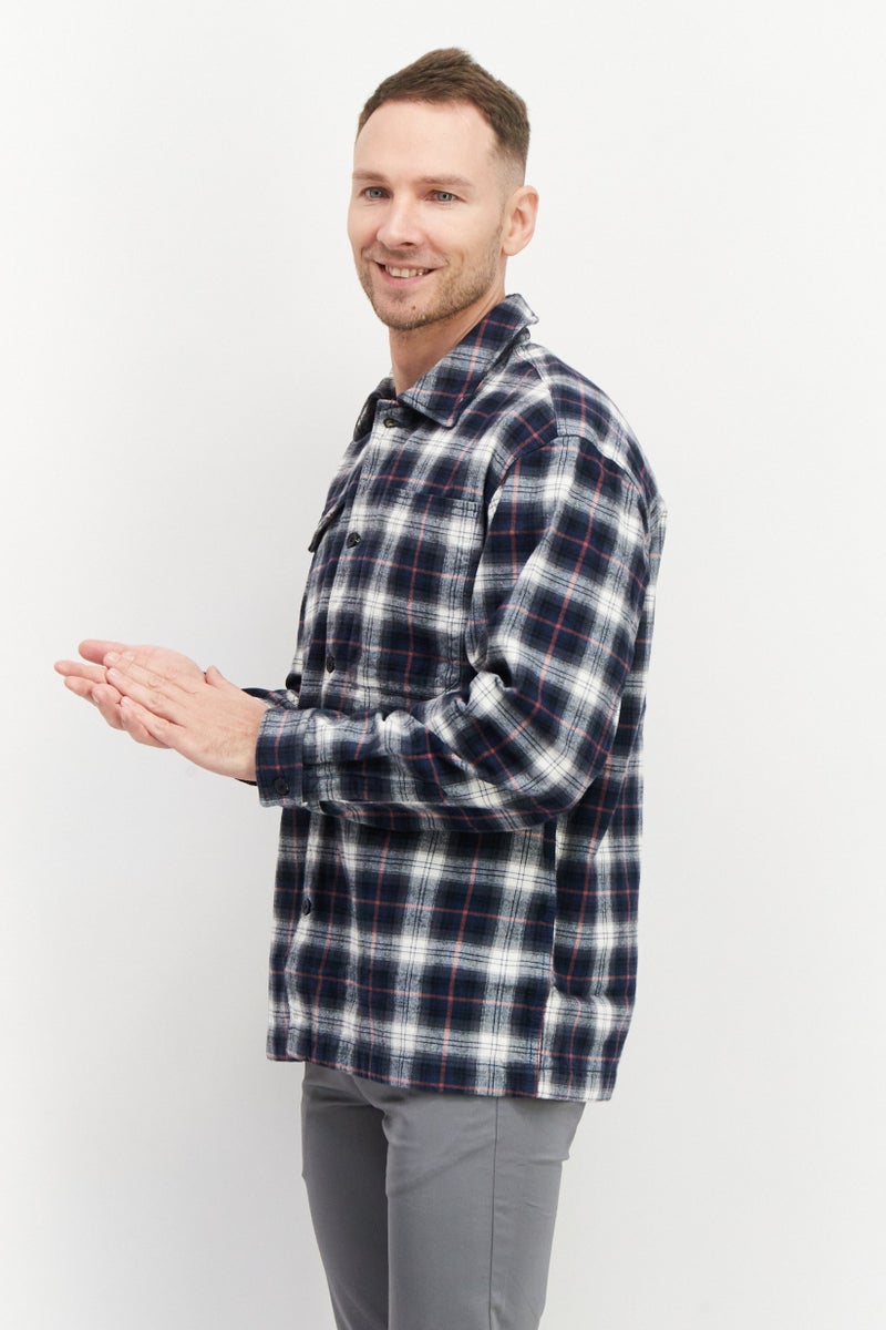 ESPRIT Men Plaid Long Sleeve Shirt Jacket, White - Image 2