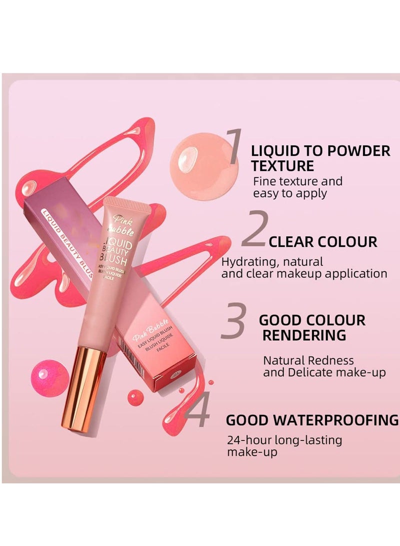 Liquid Blush Beauty Wand, 3 Colors Matte Cream Face Blushes Stick with Cushion Applicator, Multi-use Makeup Waterproof Blendable Rouge Liquid Blush Stick For Cheeks Glow Dewy Finish  - Image 4