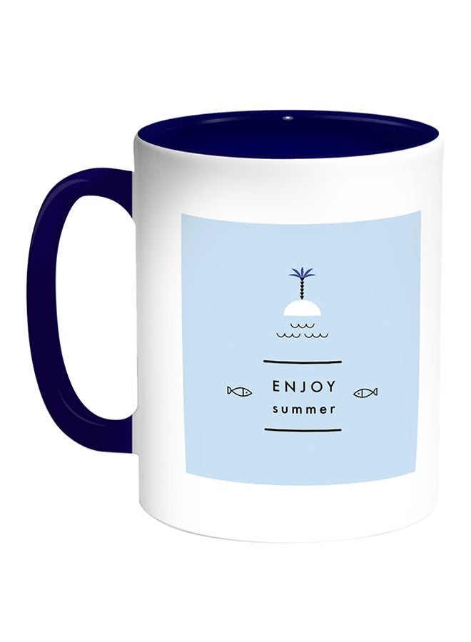 RYN Enjoy Summer Printed Coffee Mug White/Blue 11ounce