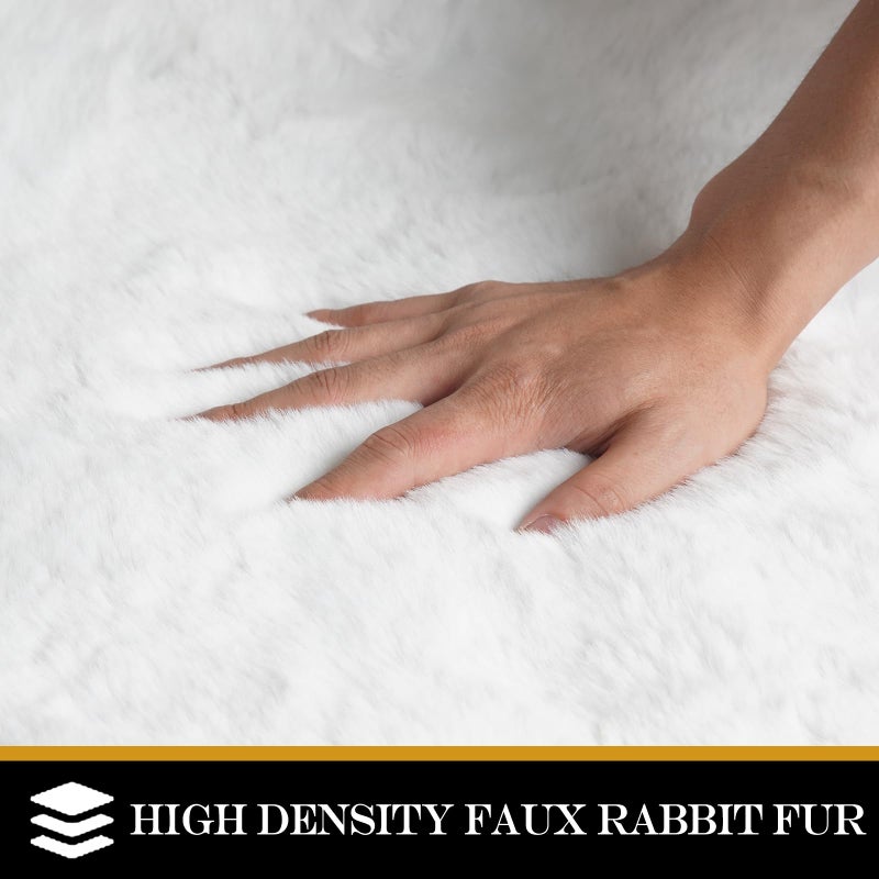 Latepis Washable Rugs 3x5 White Fluffy Shag Rug Shaggy Rug for Living Room Super Soft Area Rugs for Bedroom Nursery - Image 3