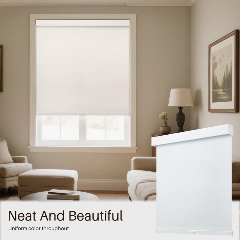 JaeJaes Cordless Blackout Roller Shades,Pull Down Free-Stop Window Roller Shades,Thermal Insulated Fabric,UV Protection,Blinds for Bedroom and Office (White, 23" W x 72" H) - Image 3