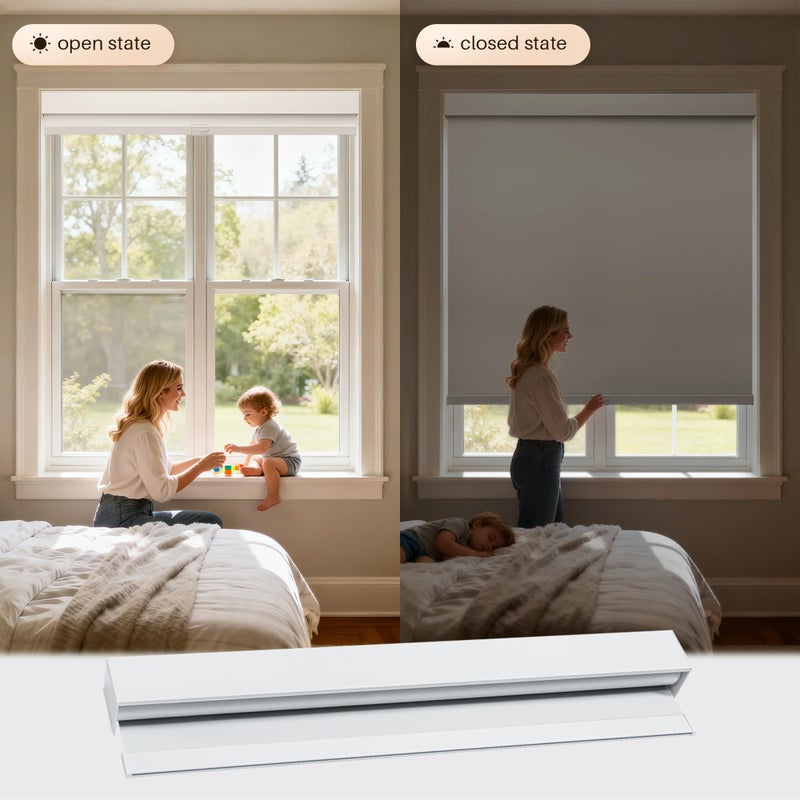 JaeJaes Cordless Blackout Roller Shades,Pull Down Free-Stop Window Roller Shades,Thermal Insulated Fabric,UV Protection,Blinds for Bedroom and Office (White, 23" W x 72" H) - Image 4