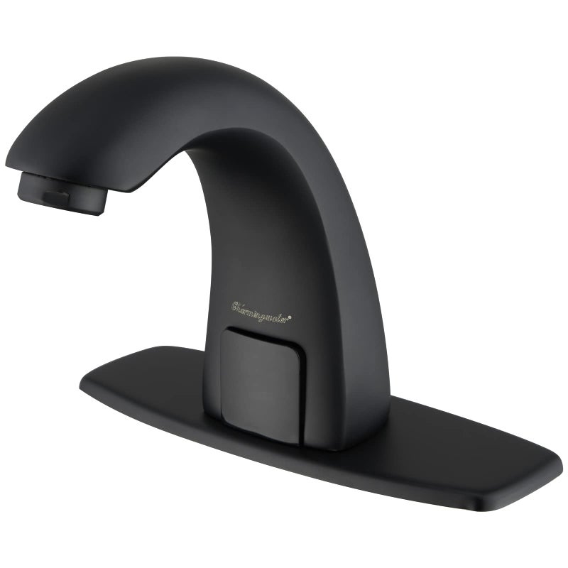 Charmingwater Touchless Bathroom Sink Faucet Motion Automatic Sensor Faucet with Hole Cover Plate Matte Black