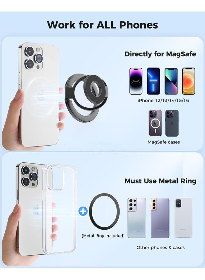 SJet MagSafe Dual-Side Magnetic Phone Grip with Kickstand for iPhone 12/13/14/15/16 Series - Compatible with Magnetic Car Mount (Black) - Image 2