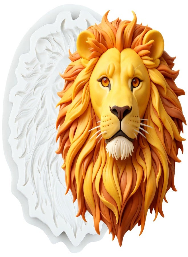 QDMOLDS Lion Head Silicone Molds Lion Fondant Mold Animal Head Chocolate Candy Mold for Cake Decorating Chocolate Cupcake Topper Candy Polymer Clay Gum Paste - Image 1
