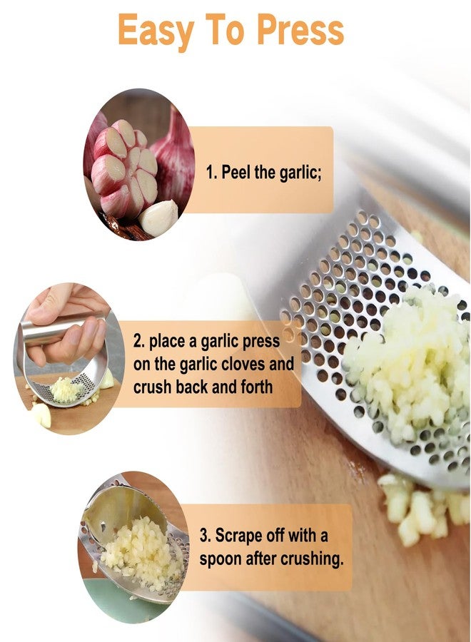 LANGMINGDE 316 Stainless Steel Garlic Press Rocker, Ergonomic Garlic Crusher with Handle, Heavy Duty Dishwasher Safe Garlic Mincer, Rust Proof Kitchen Tool for Ginger, Herbs - Image 2