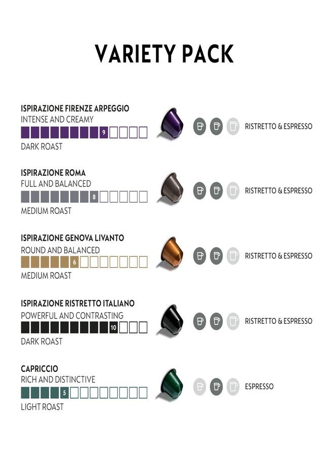 Nespresso Capsules Original Line, Ispirazione Favorites Variety Pack, Medium & Dark Roast Espresso Coffee, 50 Count Coffee Pods - Image 3