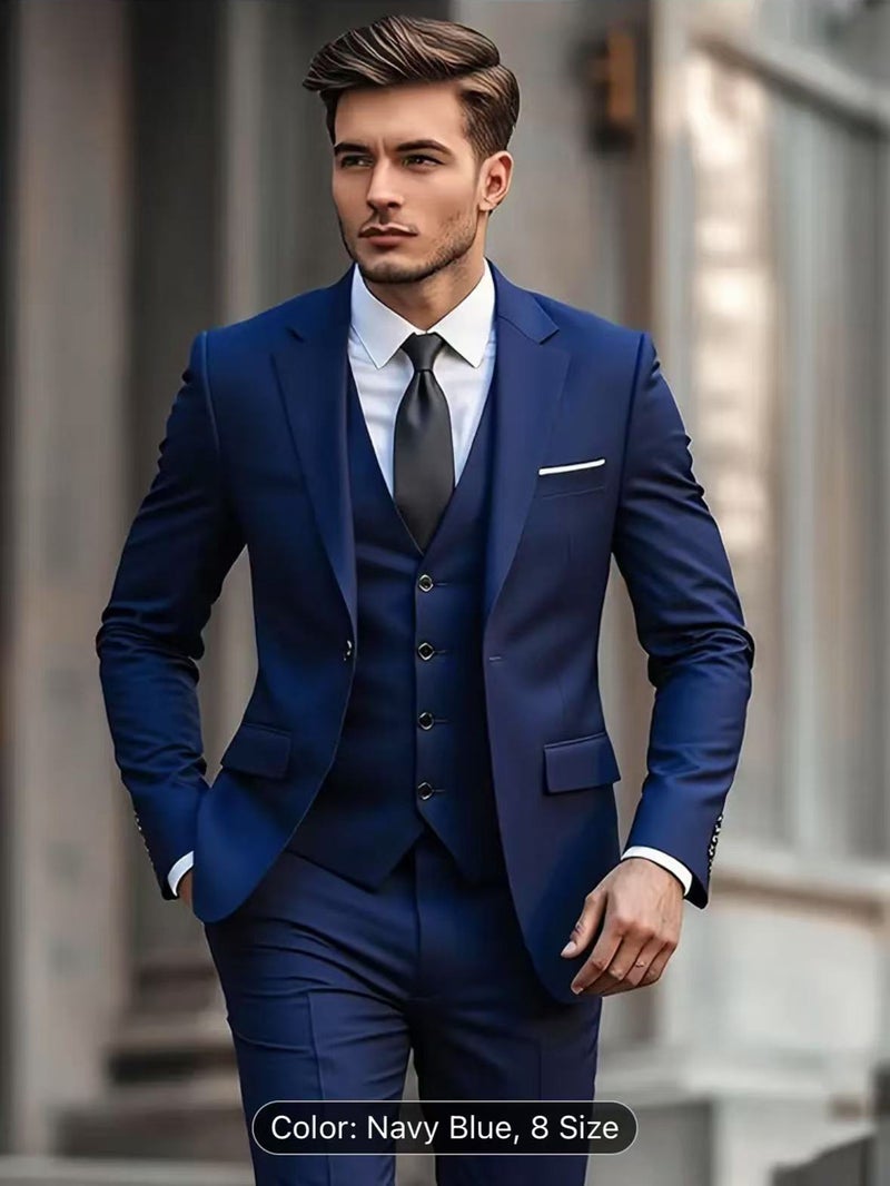 Men'S Slim Suit Suit Wedding Groom Business Dress Wedding Best Man Three-Piece Suit - Image 5