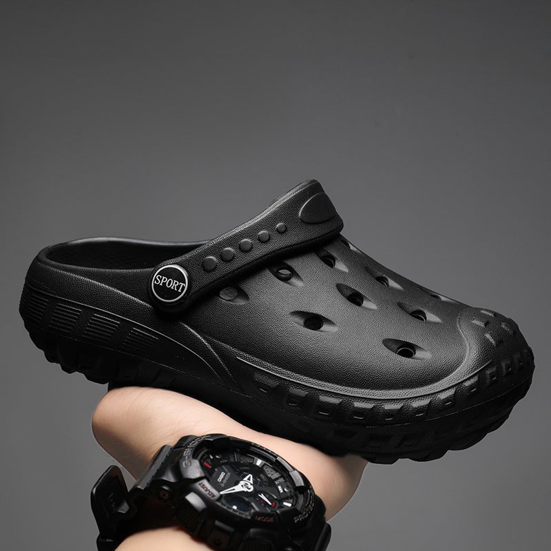 Summer Solid Color Baotou Slippers Indoor And Outdoor Dual-Use Hole Shoes Boys And Girls Soft Bottom Non-Slip Children'S Sandals - Image 3