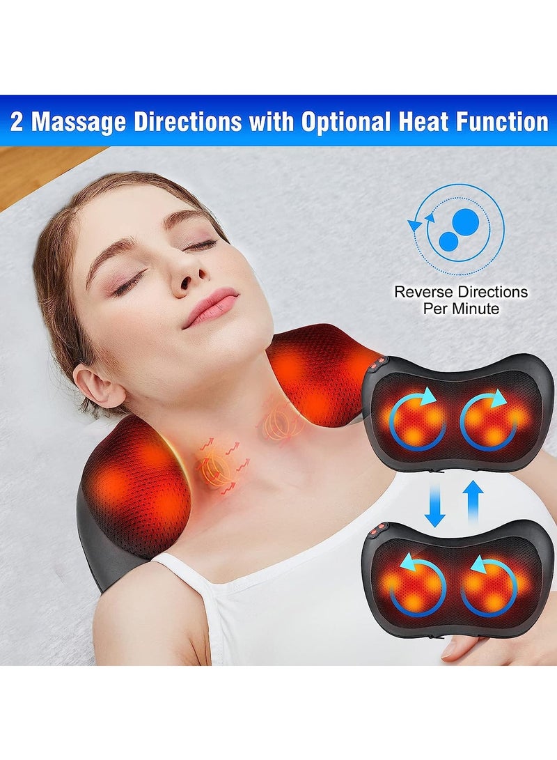 إسكدنيا وسادة تدليك مع 8 عقدة ، مدلك ياكيتير مع تسخين للرقبة والكتف والظهر والخصر و 3 سرعات ومؤقت ، حماية تلقائية للإغلاق لمدة 15 دقيقة ، 2 مهايئ متضمن (أسود) - Image 3