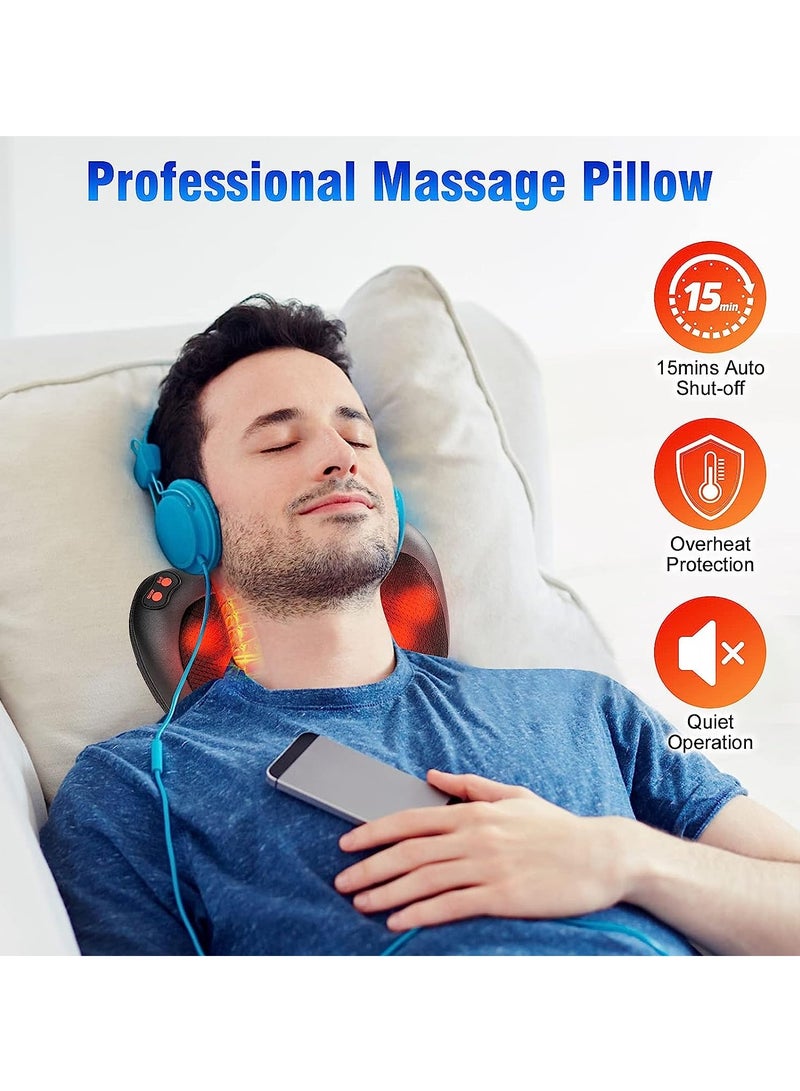 إسكدنيا وسادة تدليك مع 8 عقدة ، مدلك ياكيتير مع تسخين للرقبة والكتف والظهر والخصر و 3 سرعات ومؤقت ، حماية تلقائية للإغلاق لمدة 15 دقيقة ، 2 مهايئ متضمن (أسود) - Image 4