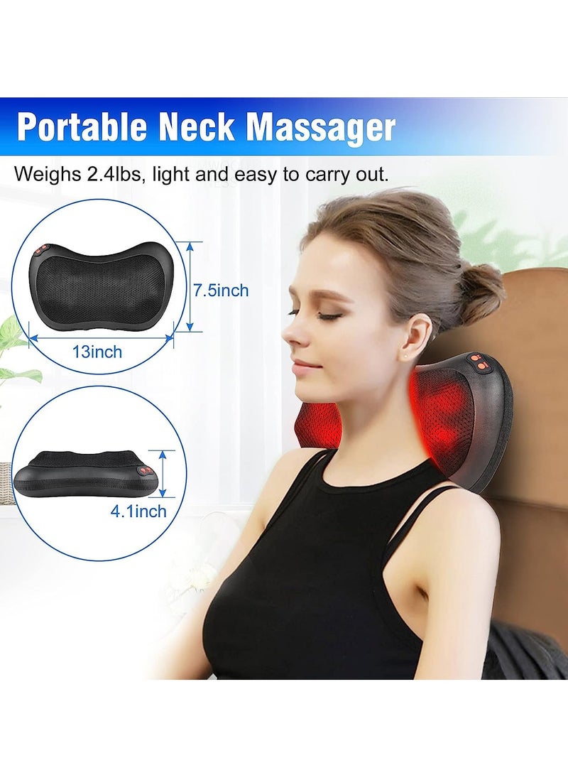 إسكدنيا وسادة تدليك مع 8 عقدة ، مدلك ياكيتير مع تسخين للرقبة والكتف والظهر والخصر و 3 سرعات ومؤقت ، حماية تلقائية للإغلاق لمدة 15 دقيقة ، 2 مهايئ متضمن (أسود) - Image 2