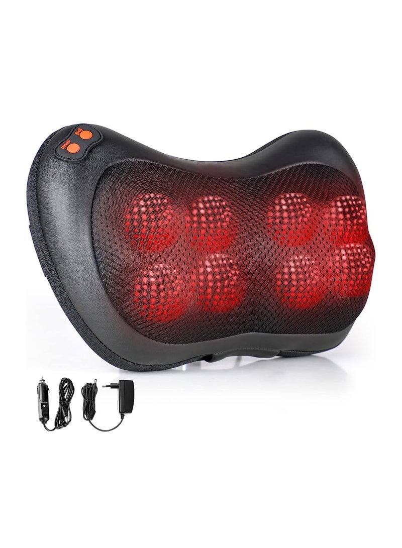 إسكدنيا وسادة تدليك مع 8 عقدة ، مدلك ياكيتير مع تسخين للرقبة والكتف والظهر والخصر و 3 سرعات ومؤقت ، حماية تلقائية للإغلاق لمدة 15 دقيقة ، 2 مهايئ متضمن (أسود) - Image 1