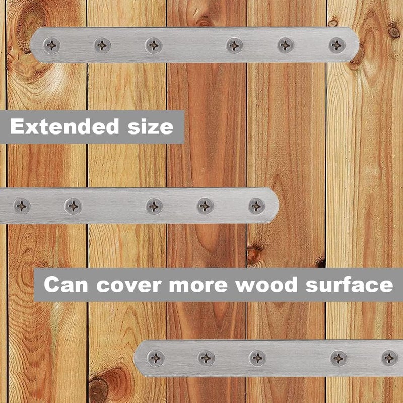 YEWLACA 4 Pcs Straight Brackets 8 Inch Flat Brace Stainless Steel Straight Mending Plates for Wood, Heavy Duty Repair Fixing Joining Brackets with Screws - Image 5