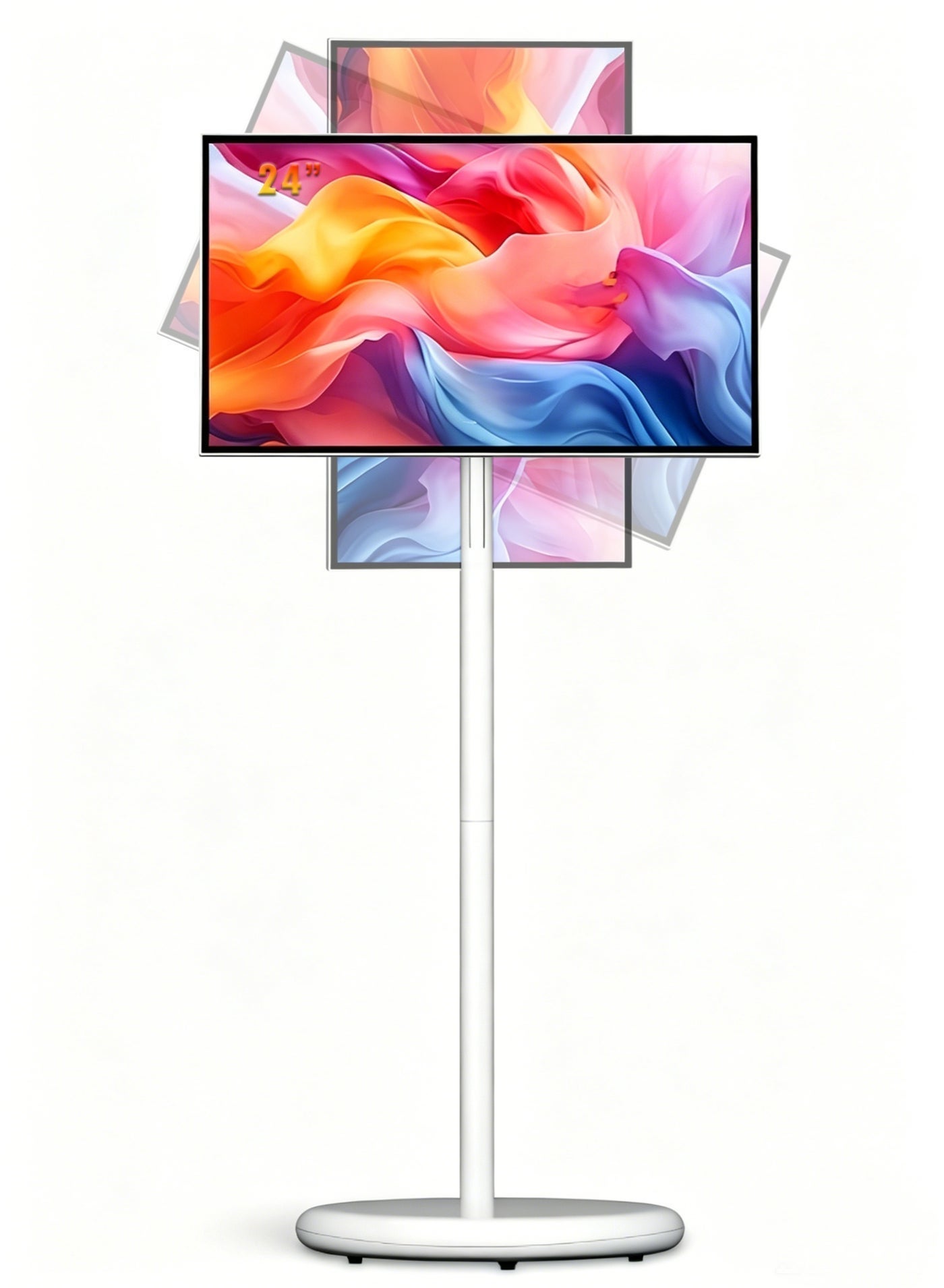 Crony TX24 24 Inch Portable Smart TV, Touchscreen Android 12 Monitor on Wheels, 1080x1920 @60Hz,8GB+128GB, 10,000mAh Battery (5H Use) – Dual-Band Wi-Fi, 8MP Camera, Built-In Dual Speakers & Adjustable Stand (400mm/120mm),Rotatable Display for Home/Office/Outdoor