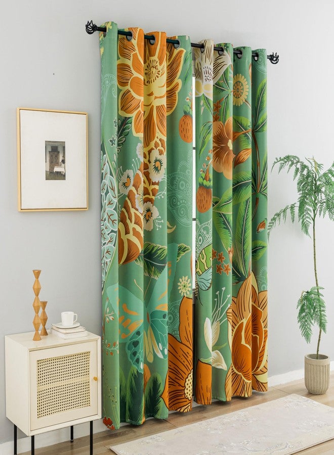 Tyrot Sage Green Boho Floral 100% Blackout Curtains for Bedroom 84 inch Long 2 Panels Butterfly Botanical Black Out Curtains for Living Room Grommet Thermal Insulated Room Darkening Drapes,52Wx84L - Image 2