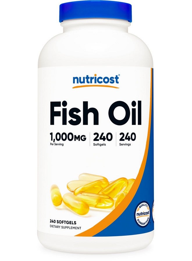 كبسولات هلامية ناعمة من زيت السمك أوميجا 3 من نيوتريكوست مع حمض إيكوسابنتينويك وحمض دوكوساهيكسانويك (1000 ملجم من زيت السمك، و560 ملجم من أوميجا 3)، 240 كبسولة هلامية، خالية من الكائنات المعدلة وراثيًا، وخالية من الجلوتين. - Image 1